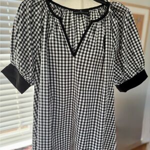 Pomander Place Black and White Checkered Short Sleeve Top
